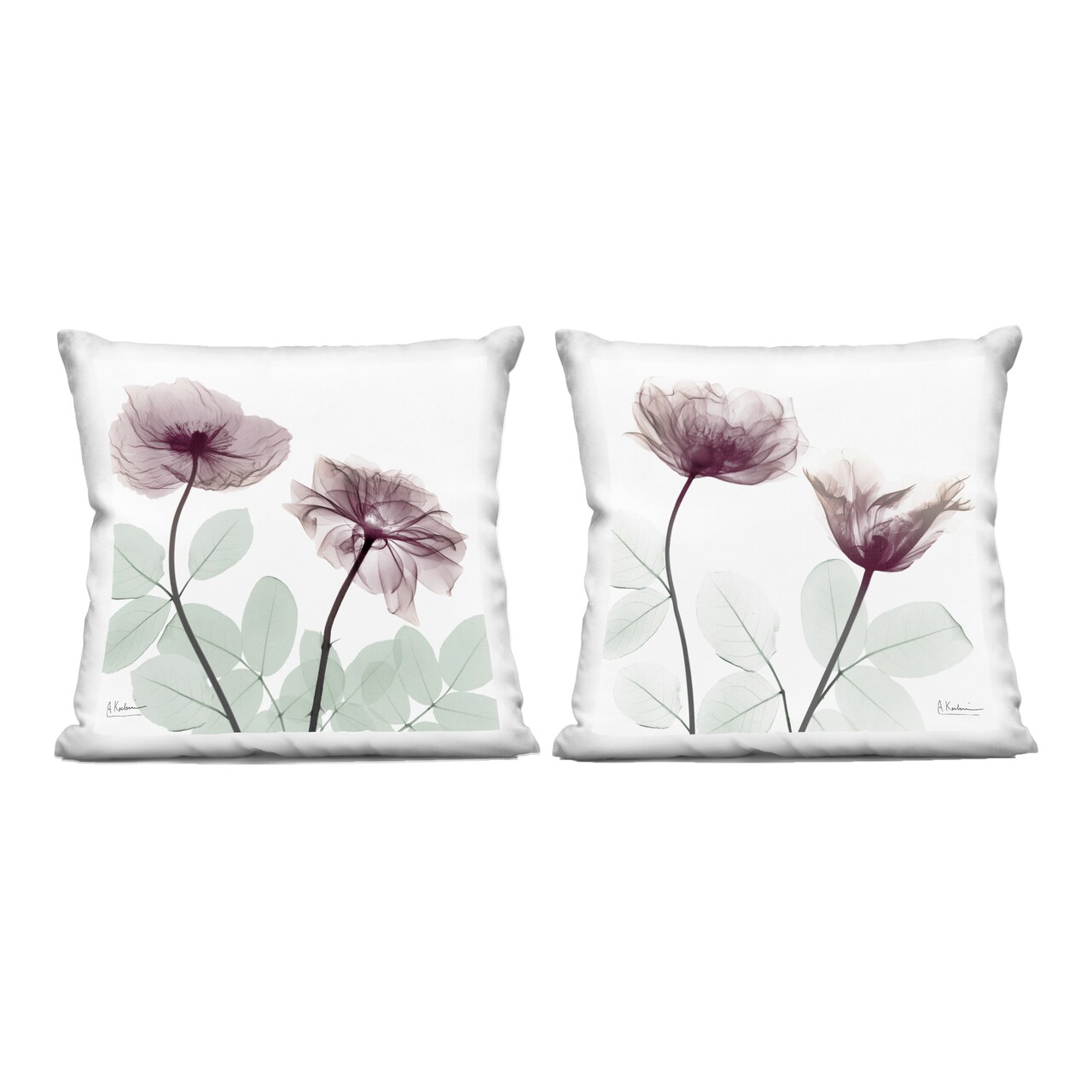 Stupell Industries Delicate Mauve Flowers 2pc Decorative Printed Pillow Set design by Albert Koetsier, 18 x 7 x 18